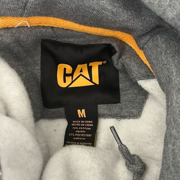 Caterpillar Men’s Sweatshirt Kangaroo Pocket Adjustable Hood, Grey, medium, NWT - Picture 7 of 9